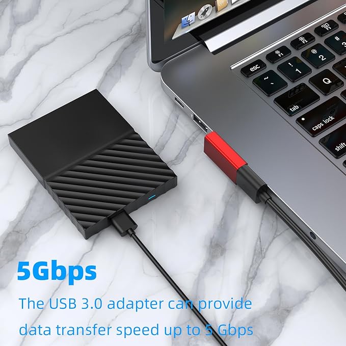 AreMe 90 Degree USB 3.0 Adapter 2 Pack, Left and Right Angle USB A Male to Female Converter Extender for PC, Laptop, USB A Charger, Power Bank and More (Red)