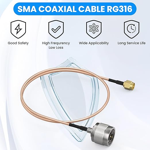 SDTC Tech N Type Male to SMA Male Coaxial Adapter Cable Coax Antenna Extender Wi-Fi Connector RG316 Jumper (20 inch/ 50cm)