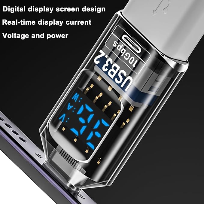 USB to Type C Adapter,Type C Revolution USB 3.2 Female LED Display,10Gbps A Female to C Male Compatible with iPhone 15 Pro Max Plus,iPad Air/Pro,MacBook,Support Power Intelligent Display（2Pack）