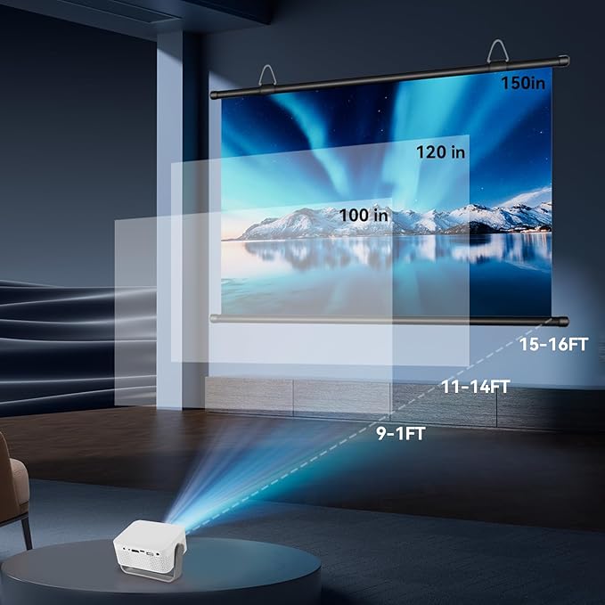 100-Inch Portable Projector Screen, XIAOHUI 16:9 Aspect Ratio, Non-Perforated Anti-Light, Easy Install,100% Polyester Professional Projector Screen