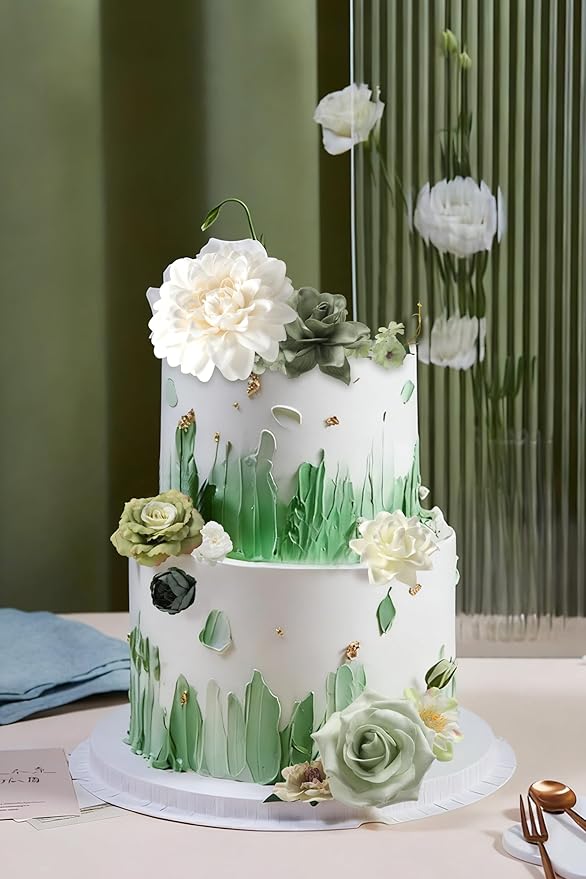 Forest Green Artificial Flowers Combo Box Set Silk Flowers Fake Rose for DIY Floral Arrangements Wedding Bouquets Centerpieces Baby Shower Party Home Decorations