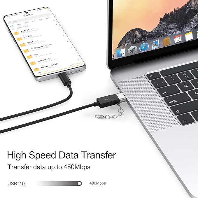 USB C Female to USB Male Adapter 10 Pack with Keychain, 18W Charging & 480Mbps Data Transfer Sync Converter, USBC Type C Connector for Laptop Car Charger Headphone Computer Hub and More