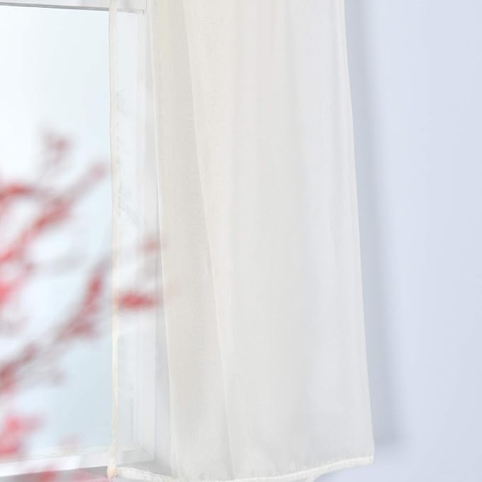 KEQIAOSUOCAI Beige Sheer Window Scarf Curtains Valance 144 Inches Long Sheer Fabric for Draping Curtain Toppers for Wedding Party Girls Room Bed Canopy Scarves 52Wx144L Beige