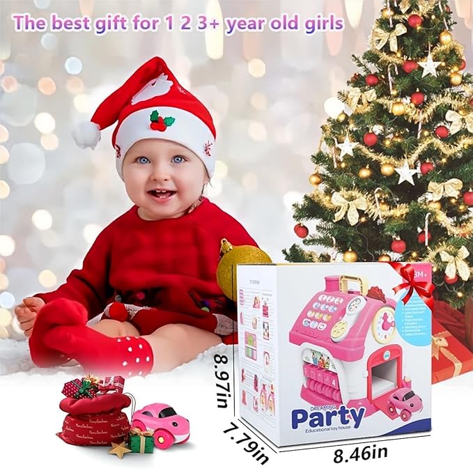 OKREVIEW Toys for 1+ Year Old Girls - Montessori Musical Toys for Toddlers Age 1-2, 8-in-1 Multi-Functional Music House with Sound, Lights, Music, Great Gifts for 1+ Year Old Girls Birthday Xmas