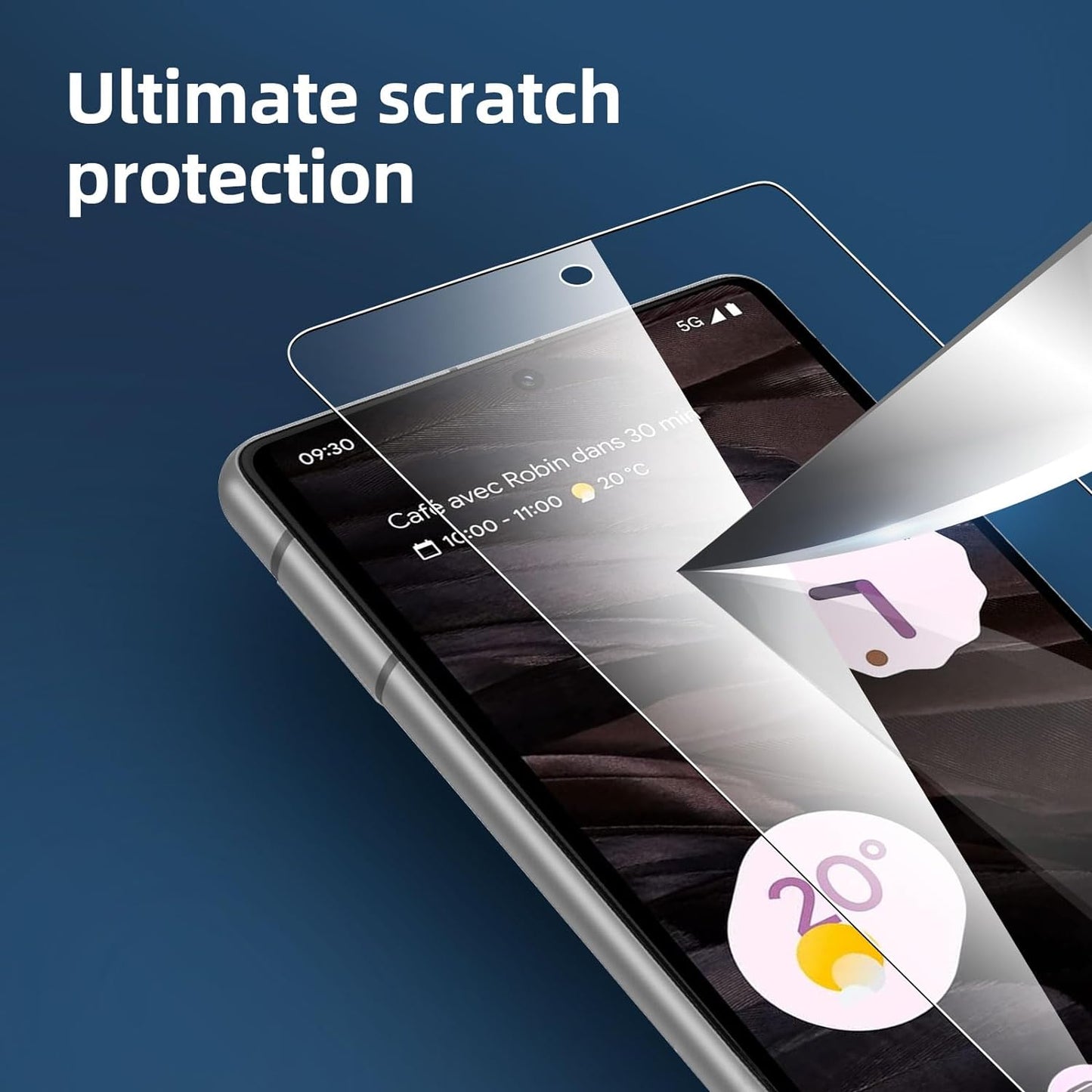 NEW'C Tempered Glass Screen Protector for Google Pixel 7a - 3 Pack, Ultra Resistant, Bubble Free.