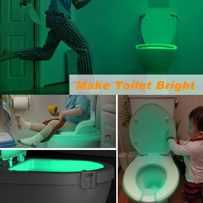 ZEZHOU Toilet Light 2 Pack - 16 Color LED Toilet Bowl Light Motion Activated Light Sensor Bathroom Night Light, Unique Cool Funny Gadgets Gifts Idea for Men Boy Teen Kids Dad