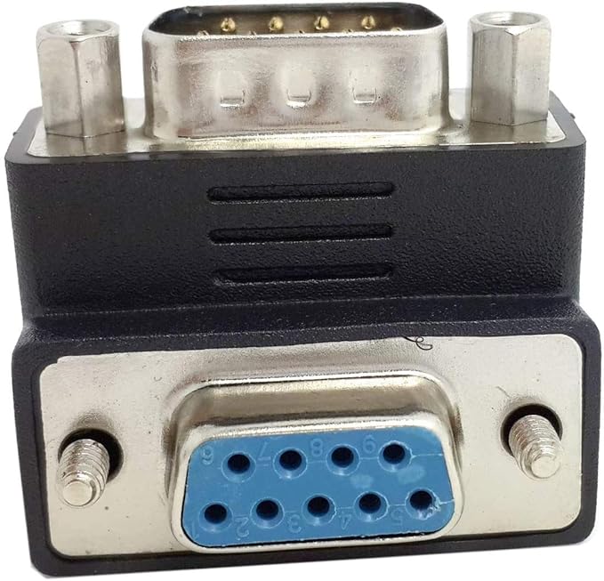 Toptekits DB9 Male to Female Adapter 90 Degree Downward, RS232 DB9 Pin Male to Female 90 Degree Changer Coupler Adapte Connector