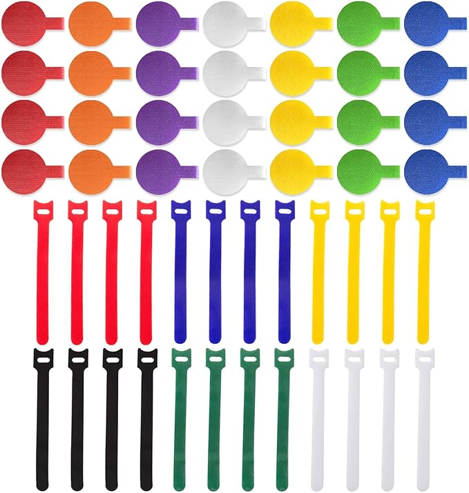 Cable Management Kit, 28 Pcs Multi-color Cable Labels and 24 Pcs Reusable Fastening Cable Ties, Cord Labels/Wire Ties For Home, Office, Desk, Cable Organizer, Cord Management