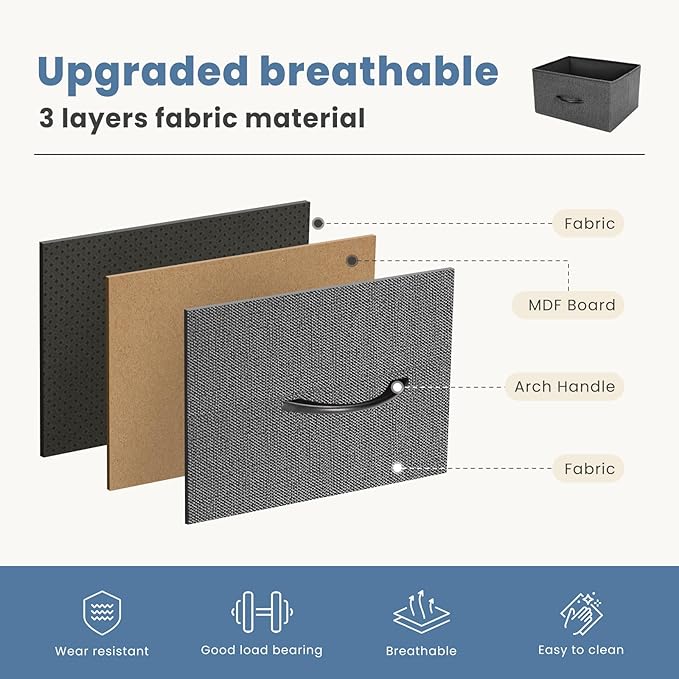 DUMOS Dresser for Bedroom, 5 Storage Drawers, Wide Fabric Closet Chests Organizer Tower Furniture with Wooden Top Metal Frame for Clothes, Guest Room, Living Room, Hallway, Entryway