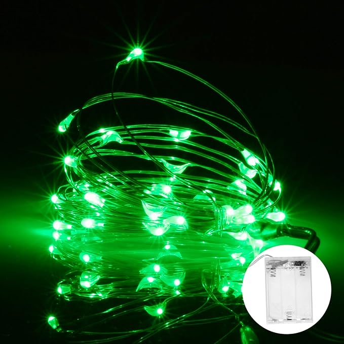 led Fairy Lights Waterproof 16.4ft String Lights Battery Operated for Wedding, Home, Garden, Party, Christmas Decoration (1pc, Green)