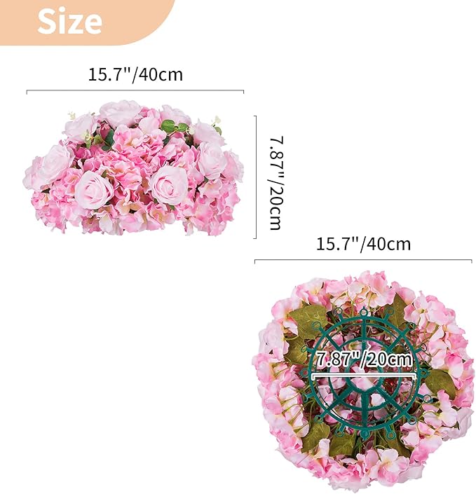 NUPTIO Flower Balls for Wedding Centerpieces - 10 Pcs 15.7 inch Diameter Fake Flower Ball Arrangement Bouquet Party Centerpieces for Tables - Pink Rose Bouquet Centerpiece Flowers for Wedding Table