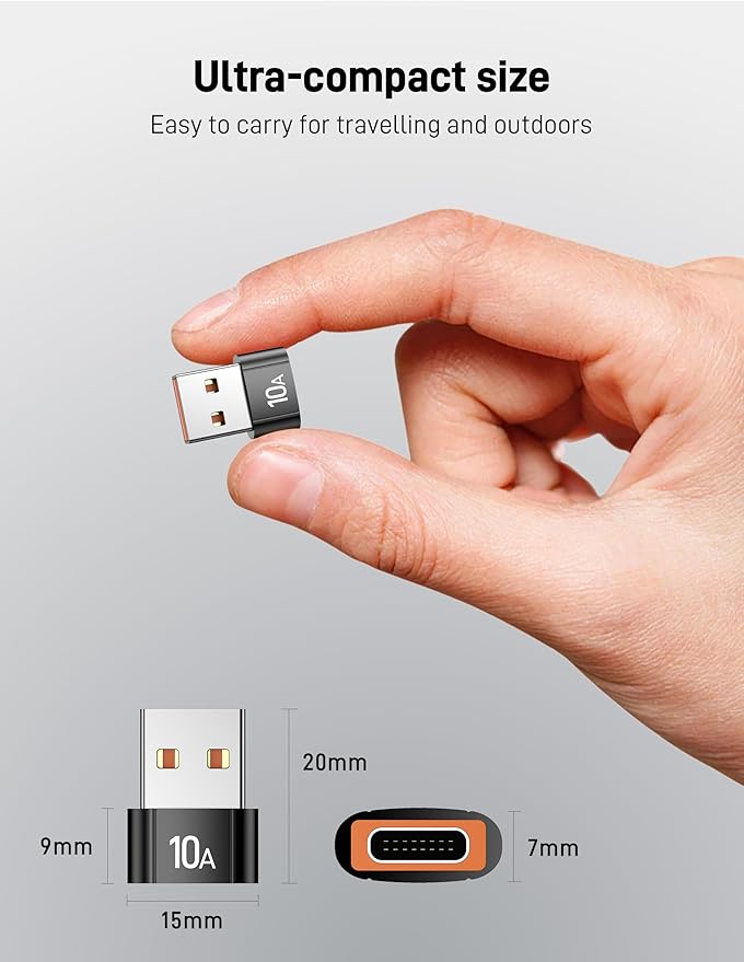 USB to USB C Adapter(10 Pack), Type C Female to USBA Male Block Converter for MacBook, Notebook, Tablet, Smartphone, Airpods, Galaxy S23 S24 A34, iPad 10 Air 4 5.