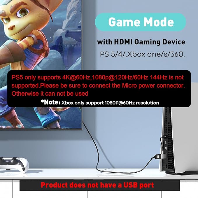 HDMI to DisplayPort Adapter (4K 60Hz,1080p 120Hz) Uni-Directional Only, HDMI (Source) to DP (Display) Converter Male to Female for Laptop,AMD,NVIDIA,PS5,Xbox and More - 1 Pack