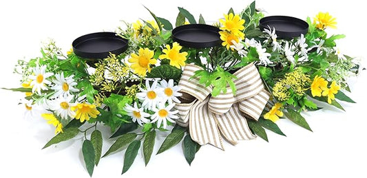Artificial Wild Flower Candle Holder (Yellow)