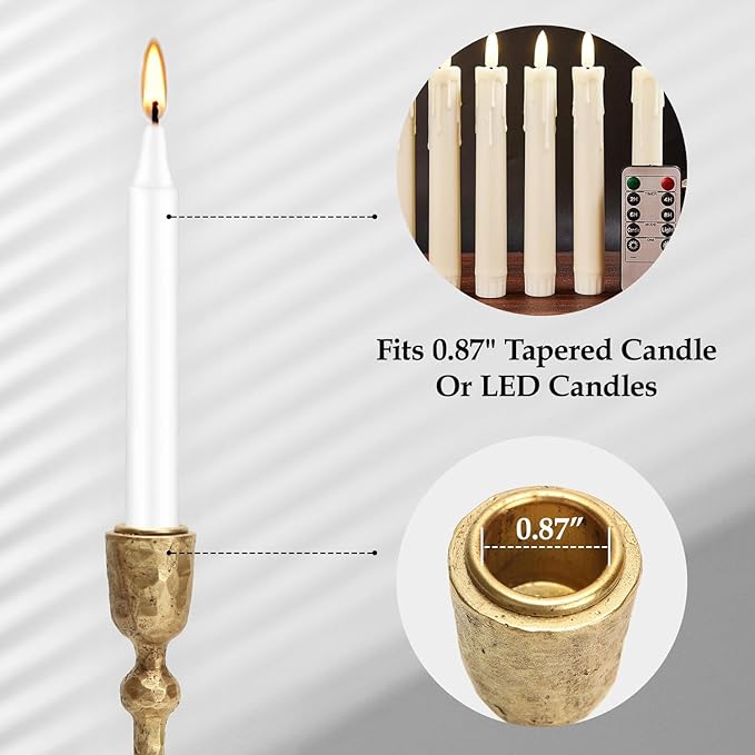 NIKKY HOME Gold Taper Candle Holders Set of 3, Vintage Decorative Resin Candlesticks Centerpieces Decor for Dining Room Table Wedding Party Mantle Fireplace