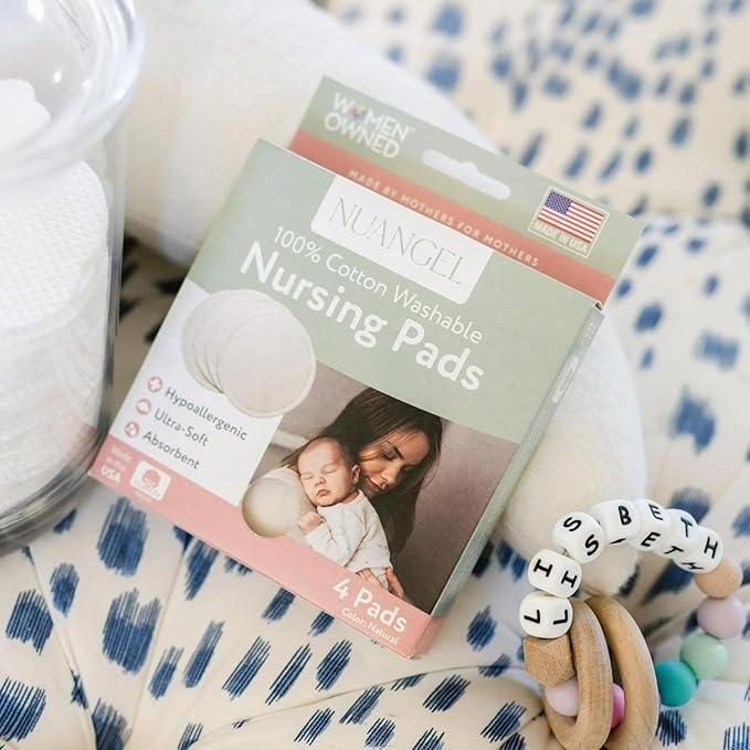 Natural Cotton Washable Nursing Pad, Essential for Newborn Care, Perfect Breast Pads for Leaking Milk, Nipple Pads for Nursing Newborns, Must-Have for Breastfeeding Moms (4 Pads per Package)