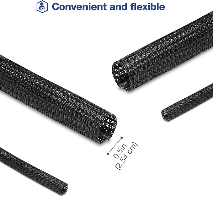 JOTO 1 Pack Cable Management Sleeve, 26 Feet Cord Organizer System with Zipper for TV Computer Office Home Entertainment, Flexible Cable Sleeve Wrap Cover Wire Hider System -Black