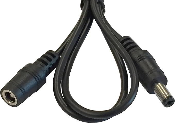 2 Pack of 36 Inch (3 Foot) 22AWG Male to Female 5.5mm X 2.1mm Barrel Plug DC Power Extension Cables