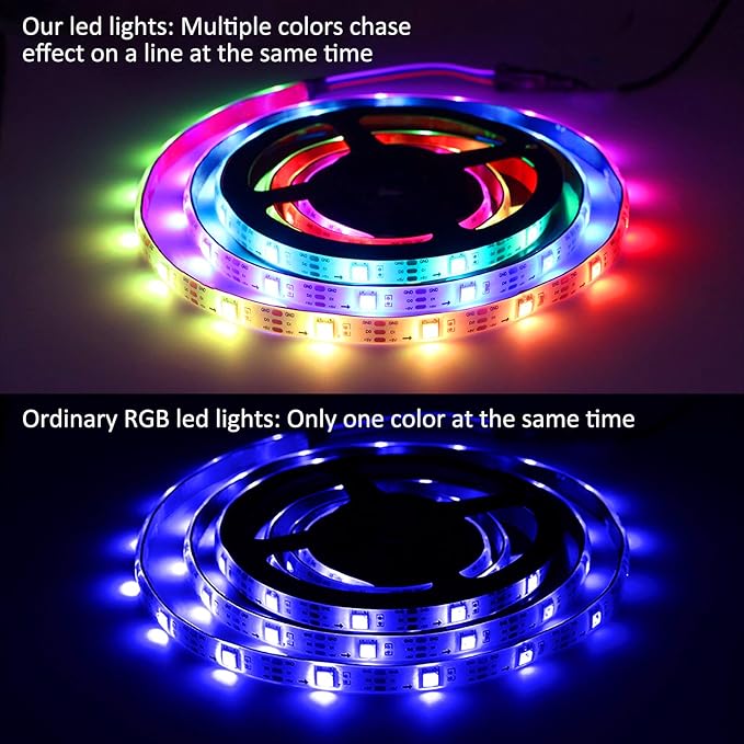 USB LED Lights Strip 16.4ft, USB Powered RGB Color Changing LED Strip with 17-Key Remote Controller, Flexible Light for TV, Bedroom, Desk, Mirror, PC, Camping & Home Decoration