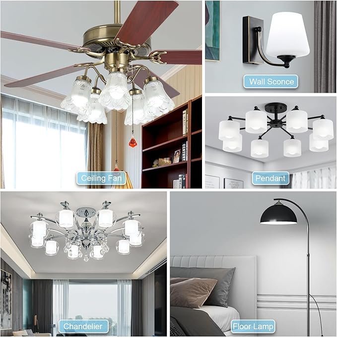 hansang A15 LED E26 Small Light Bulb, Daylight 5000K, 60Watt Equivalent Ceiling Fan Light Bulbs, E26 Standard Base Appliance Light Bulb, 600 Lumen, CRI85+, Eye Protection, 120V, Non-Dimmable 8 Pack