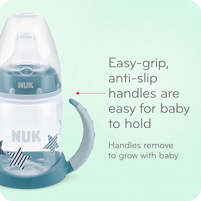NUK Learner Cup, 5 Oz, Pack of 2, Pink Hearts, Soft Spout, Easy-Grip Handles, BPA Free, Spill Proof, Transition Sippy Cup