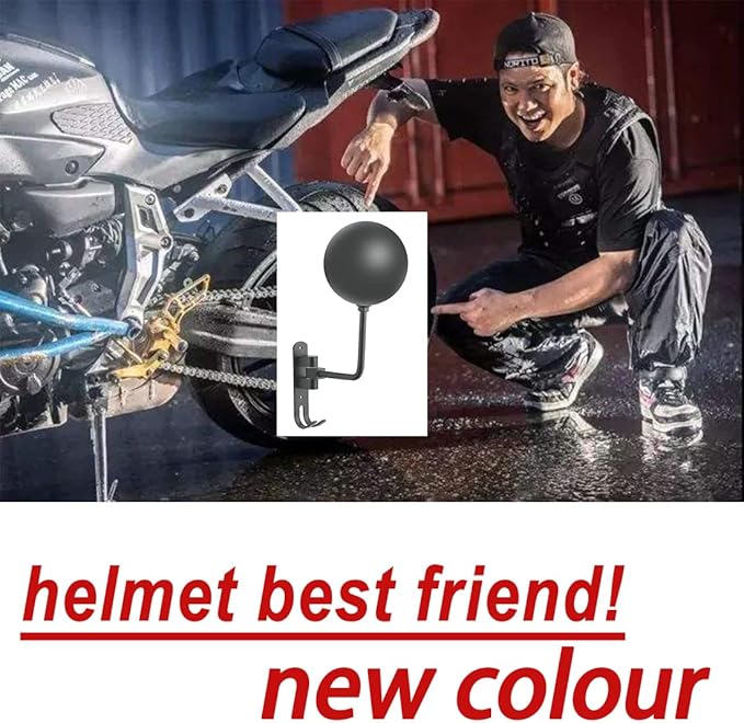 SANGMO Grey 180 Motorcycle Helmet Rack, Rotation Metal Wall Mounted Holder With 2 Hooks for Bike Coats, Caps, Baseballs (2 Pcs)