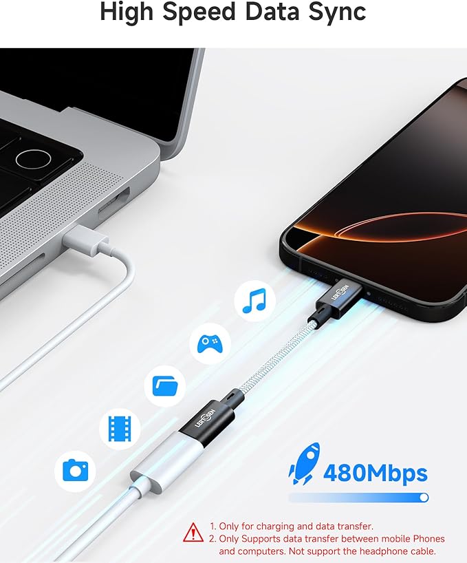 MFi Certified USB C to Lightning Adapter 2 Pack,27W PD Fast Charging & Data Sync Cable Adapter,Type C Female to Lightning Male Charger Converter for iPhone 14/13/12/11,iPad,AirPods - Not for Audio/OTG