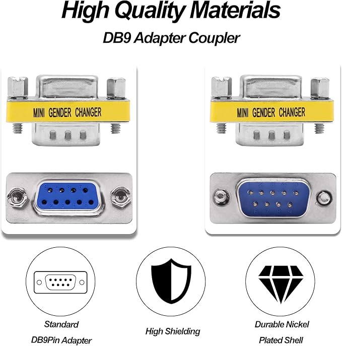 DB9 Gender Changer Solderless Connector Male to Female Adapter Mini RS232 D-SUB 9 Pin Serial Cable Coupler-4pcs