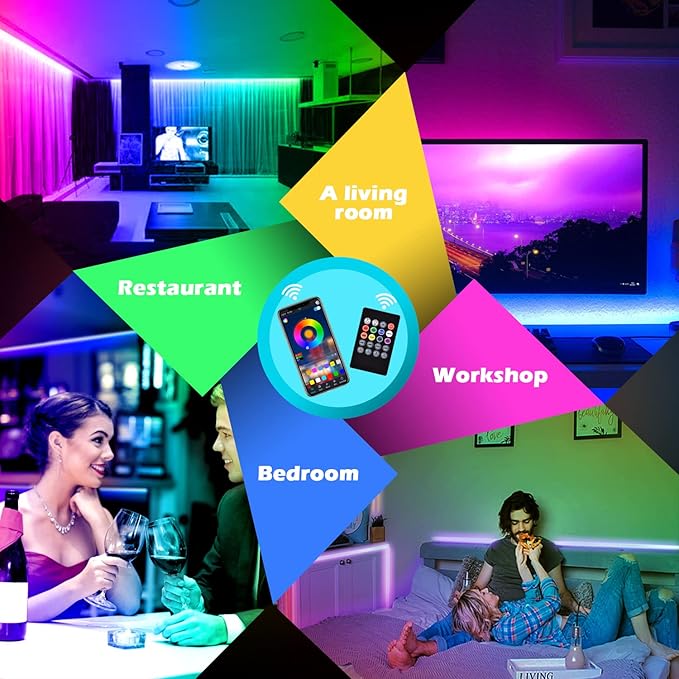 AILBTON 200ft Led Strip Lights(2 Rolls of 100ft led Lights) Ultra Long Led Light Strip with App Voice Control Remote,5050 RGB Music Sync Color Changing Led Lights for Bedroom,Party,Home Decoration