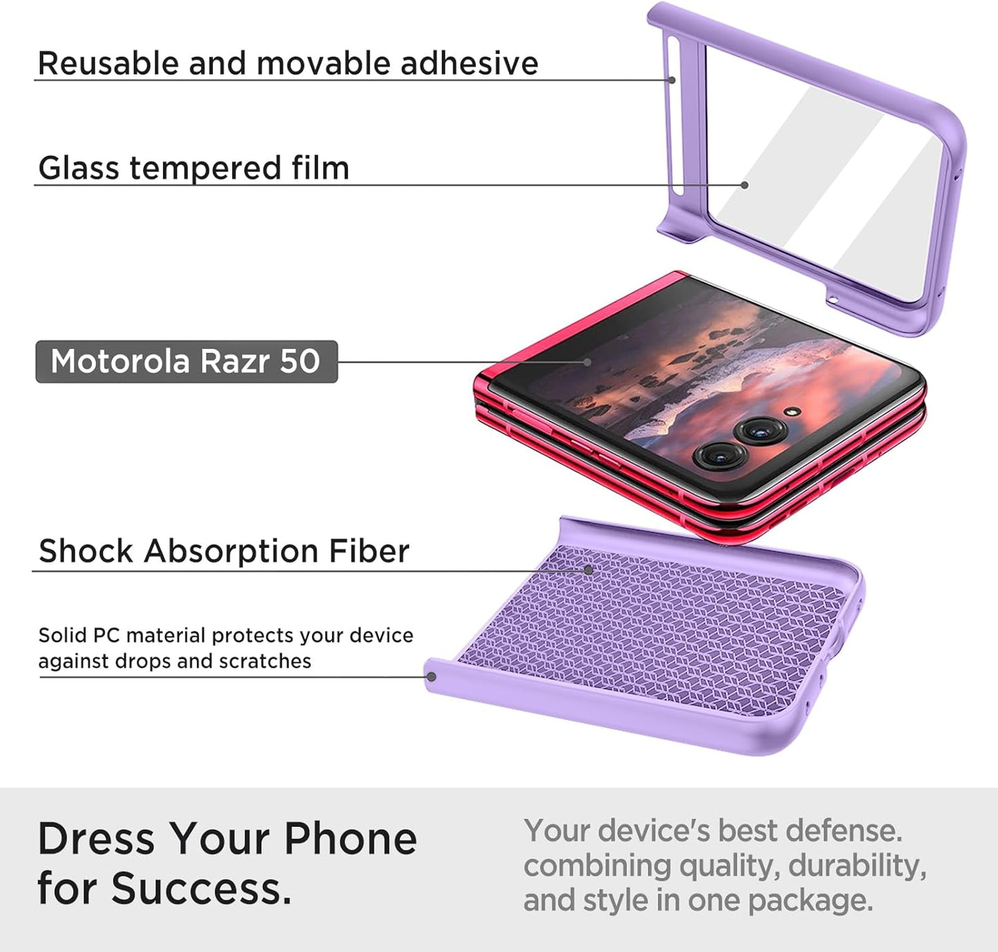 Miimall Motorola Razr 2024 Case, Ultra Thin Slim Matte Hard PC Anti-Slip Shock-Proof Cover, Purple