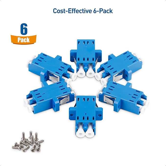 Cable Matters 6-Pack, LC to LC UPC Duplex OS2 Single Mode Fiber Optic Adapter, OS2 LCLC Fiber Coupler