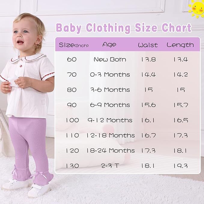 Newborn Toddler Baby Girl Pants Leggings Ribbed Straight Flare Infant Girl Pants Leggings Bell Bottoms 5 Packs