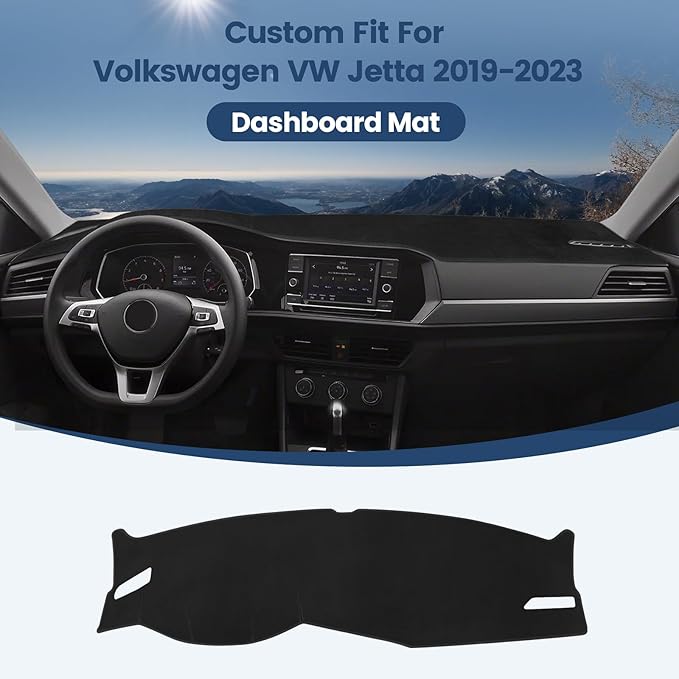 Dashboard Cover Mat Custom Fit for Volkswagen Jetta 2019-2024 2025 Dash Cover Nonslip Dash Mat Protector Sunshade No Glare Black