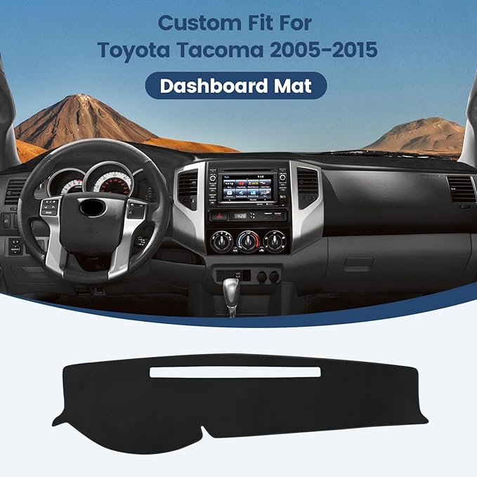 Dashboard Cover Mat Custom Fit for Toyota Tacoma 2005-2015 Dash Cover Nonslip Dash Mat Protector Sunshade No Glare Black