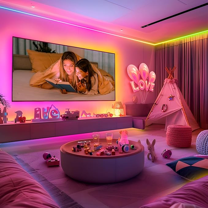 130 ft(2 Rolls of 65ft) IC+RGB,Led Lights for Bedroom,Music Sync Color Changing,Led Strip Lights,with Remote App Control Led Strip,Led Lights for Room Home Kitchen Decor Party