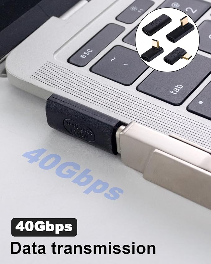 Duttek 90 Degree USB C Adapter, USB C Female to Female Adapter 240W PD, 40Gbps,8K@60Hz Support Thunderbolt 4 Cable for Steam Deck, Laptop, MacBook, iPhone 4 Pack