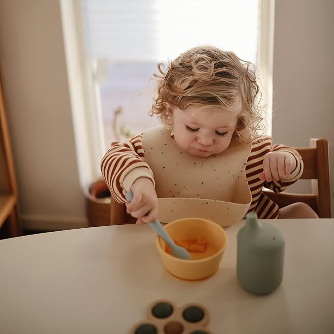 mushie Silicone Baby Feeding Spoons | 2 Pack (Tradewinds)