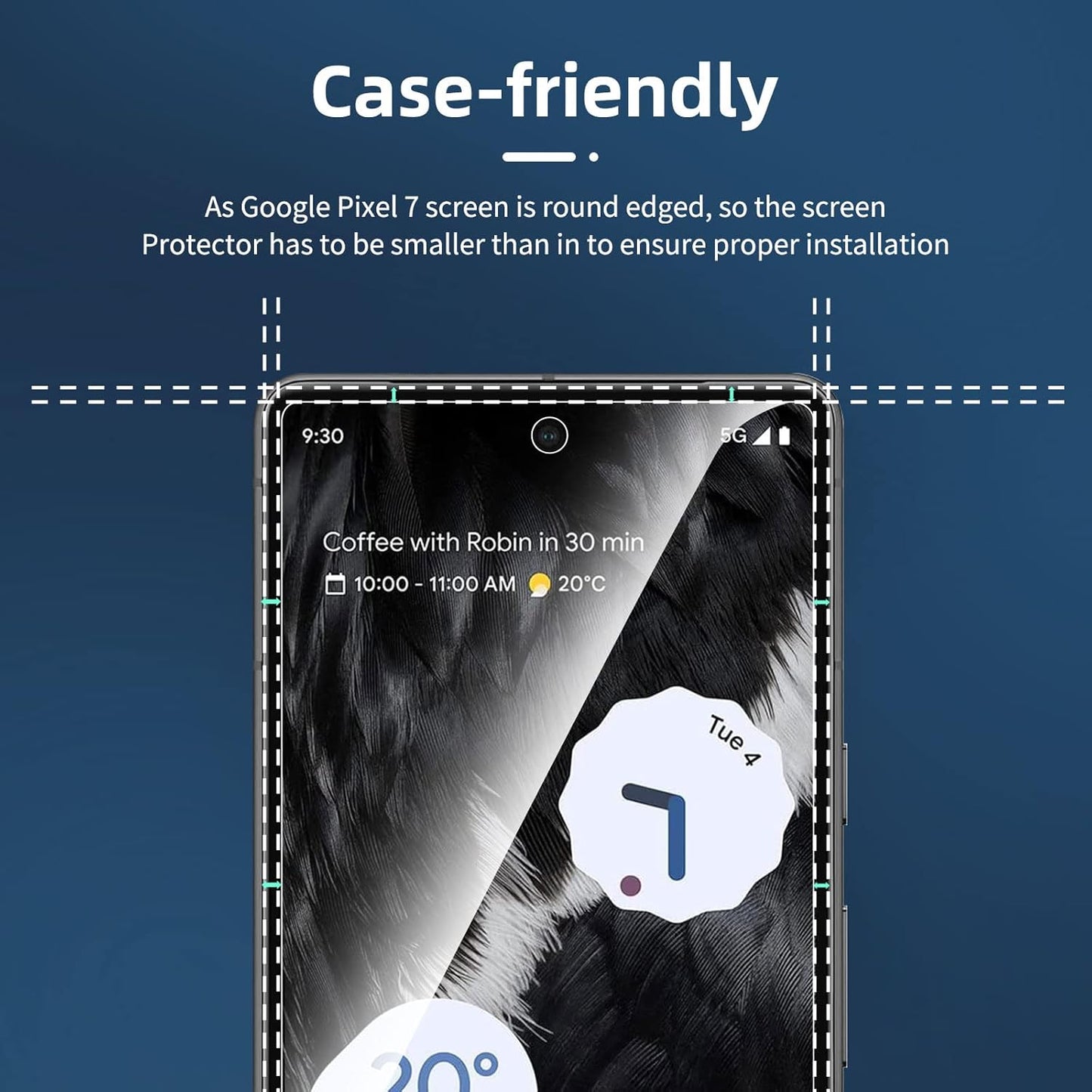 NEW'C Google Pixel 7 Screen Protector - 3 Pack, Tempered Glass, Case Friendly, Anti-Scratch, Bubble Free, Ultra