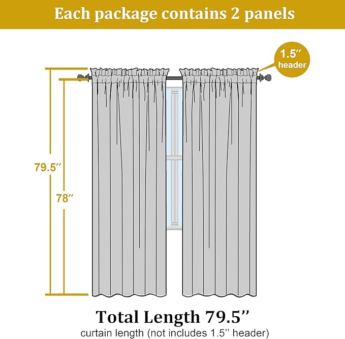 OWENIE Sheer Curtains 78 Inches Long 2 Panels Set for Bedroom Living Room, Light Filtering Voile Blue Sheer Curtain, Airy Rod Pocket Farmhouse Curtains, Royal Blue, Each 42Wx78L inch