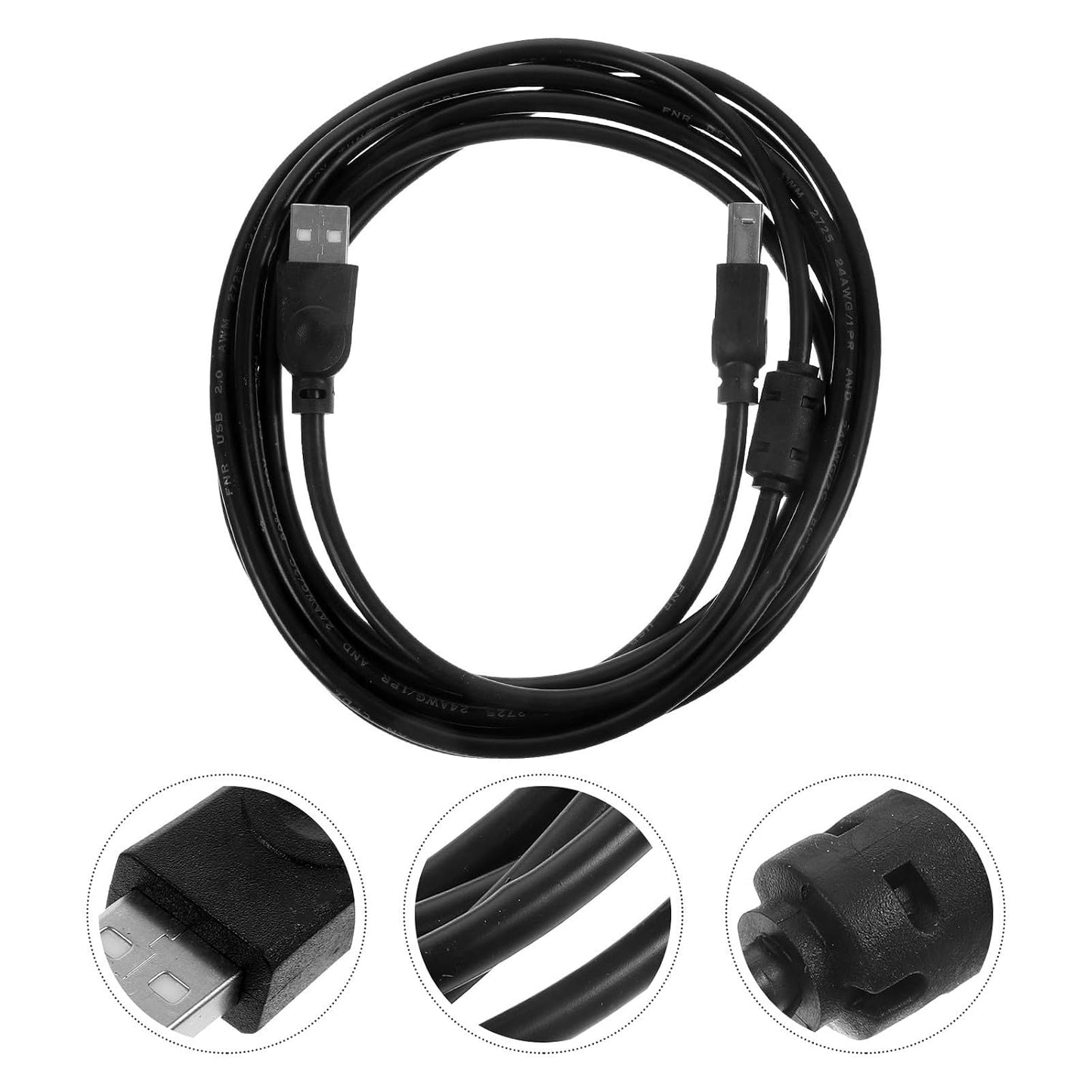 2.0 3 Kichvoe Printer USB Cable Meters Black for Computer, Copier, and Scanner Office Use Printing Accessory and USB