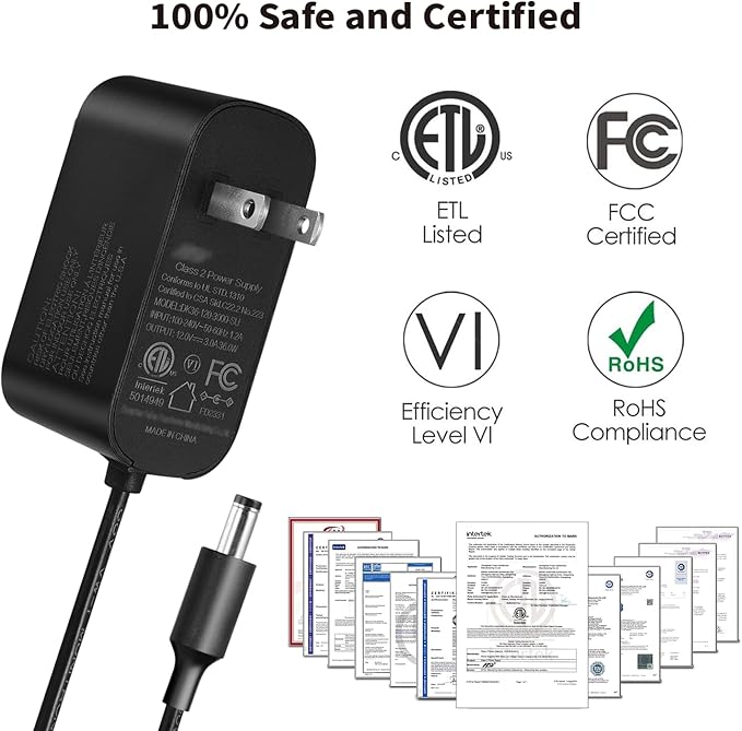 Tonton 12V 3A DC Power Supply 6Ft, 36W AC/DC Charger with 8Tips, AC 100-240V to DC 12Volt 3A 2.8A 2.5A 2.4A 2A 1.5A Connector Adapter for LED Strip, Security Camera, Webcam, Router,UL/CE/FCC Certified