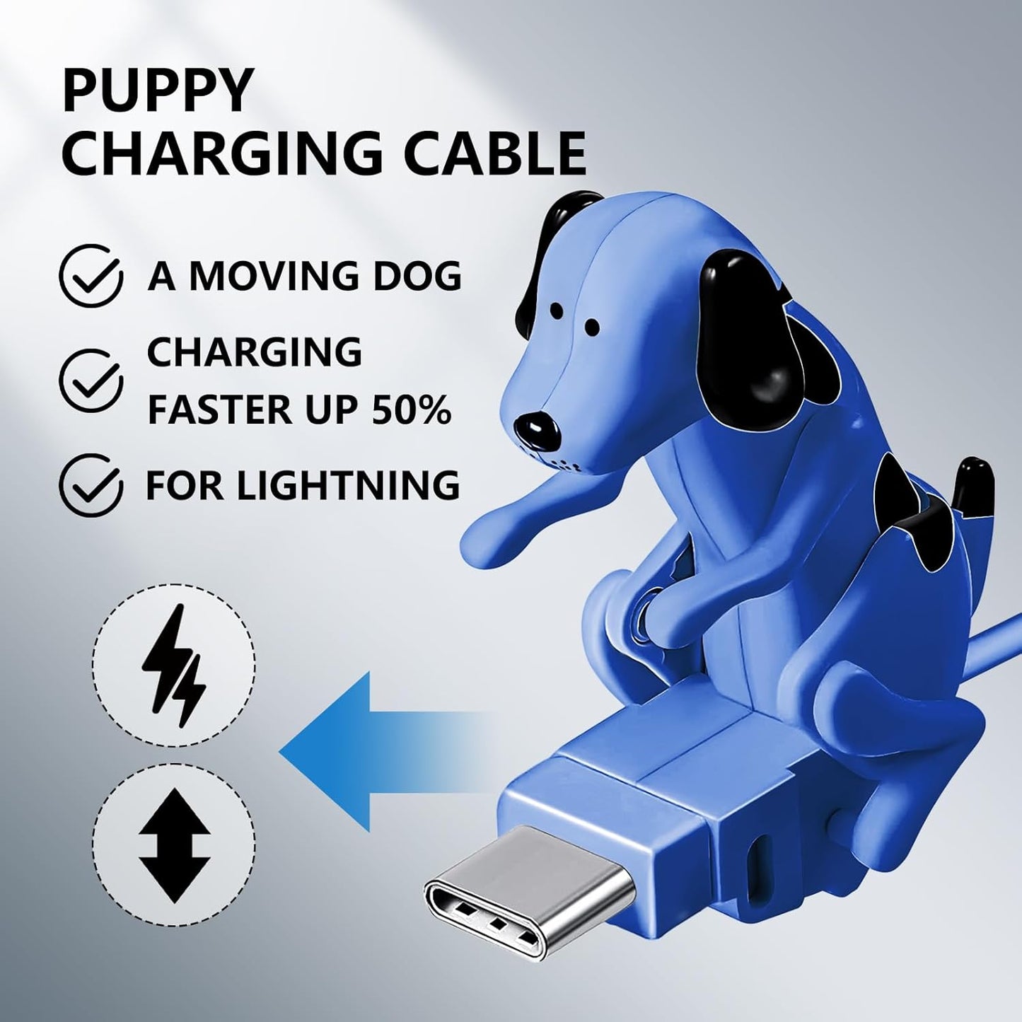 Funny Dog Fast Charger Cable, Portable Stray Dog Charging Cable, Dog Toy Smartphone USB Cable Charger for iPhone Type-C