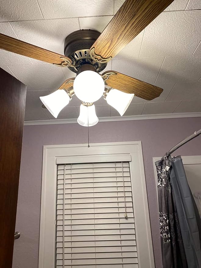 Ceiling Fan Light Covers, Transitional Style Bell Frosted Shade, Milky Scavo Glass Alabaster Shade, Perfect Ceiling Fan Globes Replacement Glass Accessories, Standard 2-1/8" Fitter Size, Pack of 4