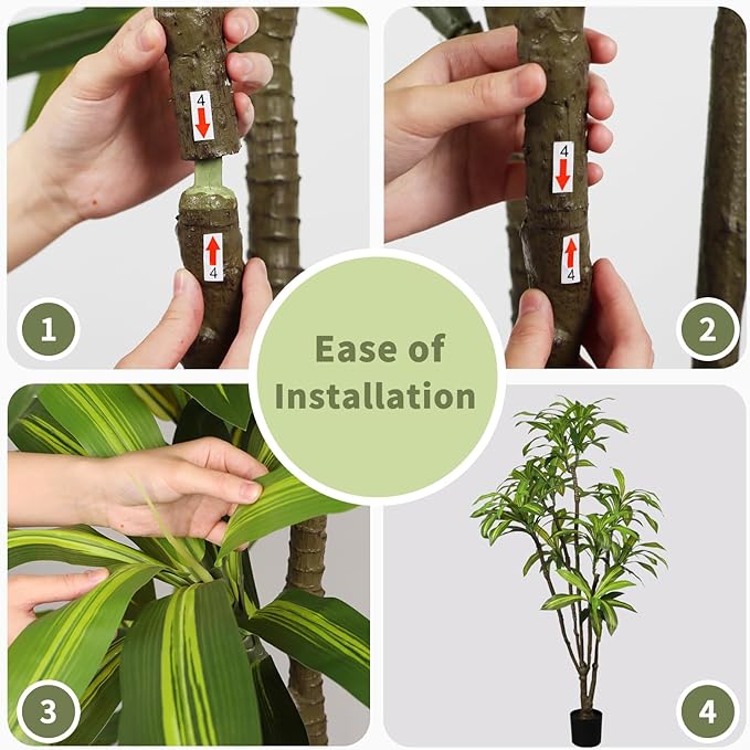 Artificial Dracaena Tree 6.5ft(78in) Faux Floor Plant for Indoor Decor Realistic Potted Tree with Texture Lifelike Leaves and Natural Wood Trunk for Home Living Room,Office Perfect Housewarming Gift