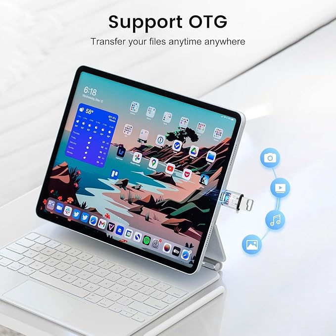 USB C Male to USB 3.2 Female Adapter, USB-C to USB-A Adapter [2-Pack] for 120W Charging,Data Transfer and OTG - Transparent
