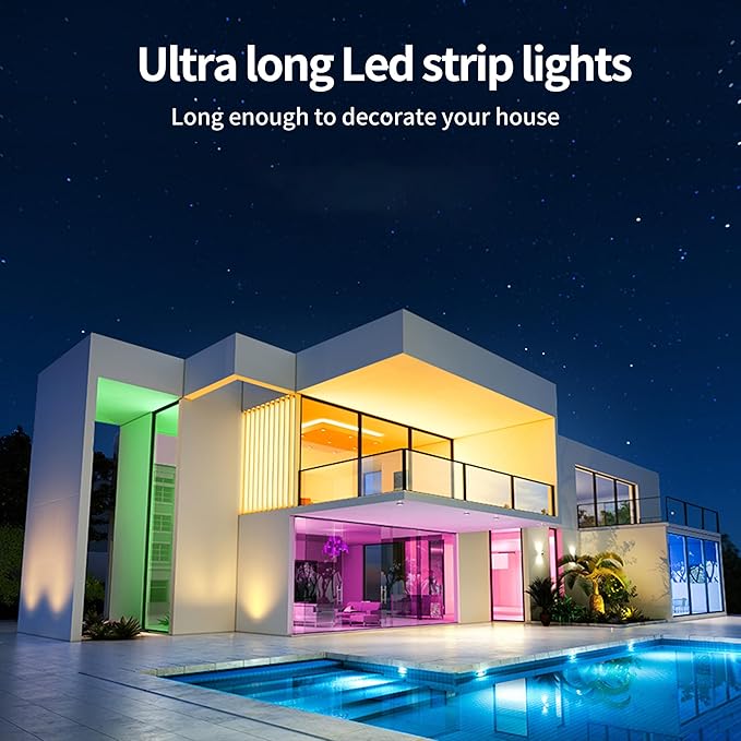 Led Lights for Bedroom 100ft (1 Rolls of 100ft) Music Sync Color Changing Led Strip Lights with 60 Key Remote and App Control RGB Led Light Strip for Home Party Room Decoration