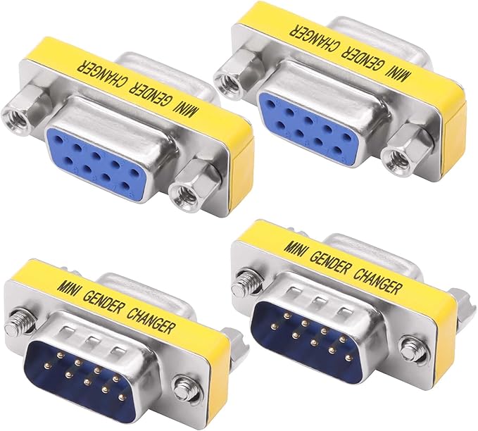 DB9 Gender Changer Solderless Connector Male to Female Adapter Mini RS232 D-SUB 9 Pin Serial Cable Coupler-4pcs