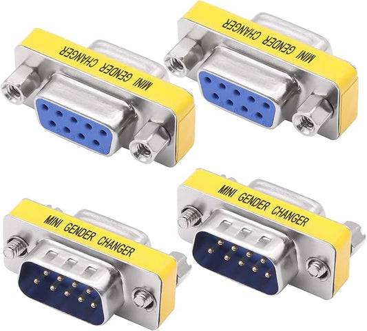 DB9 Gender Changer Solderless Connector Male to Female Adapter Mini RS232 D-SUB 9 Pin Serial Cable Coupler-4pcs