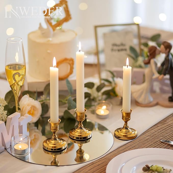 Gold Taper Candle Holder Vintage: Small Candlestick Holders Metal Candle Sticks Holder Decor Antique Decoration for Dinning Table Mantel Wedding Centerpieces Christmas Party Set of 6
