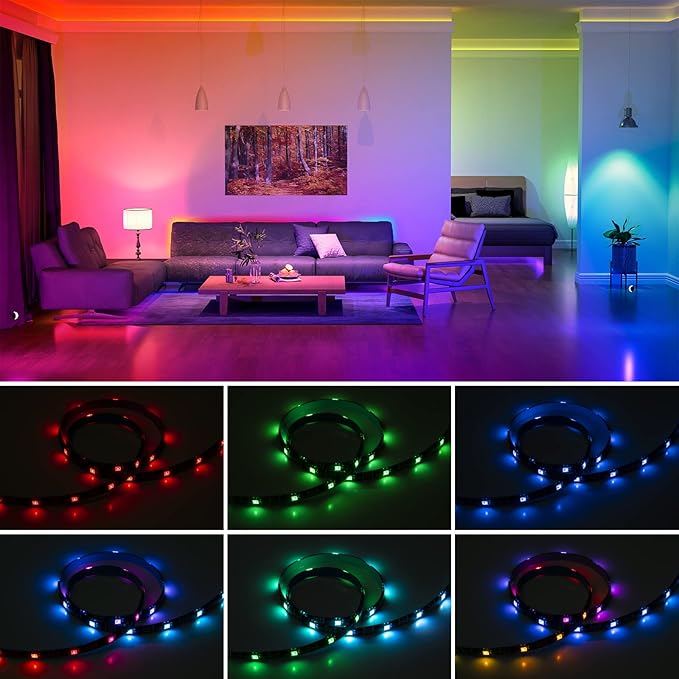 SEZO WS2812B LED Strip Light 16.4FT 30Pixel/M 150LEDs DC5V Individual Addressable LED Strip SMD5050 RGB Dream Color Programmable LED Light Strip Flexible IP65 Waterproof Black PCB